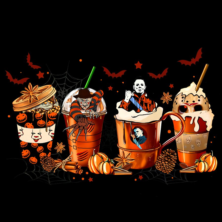 Skeleton Coffee Cups Halloween Geeky T-Shirt