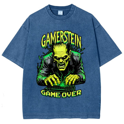 Gamerstein Game Over Funny Halloween Vintage Distressed T-shirt