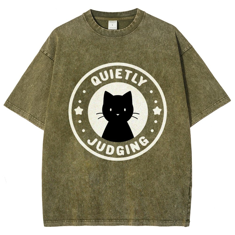 Quietly Judging Cat Vintage Distressed T-shirt