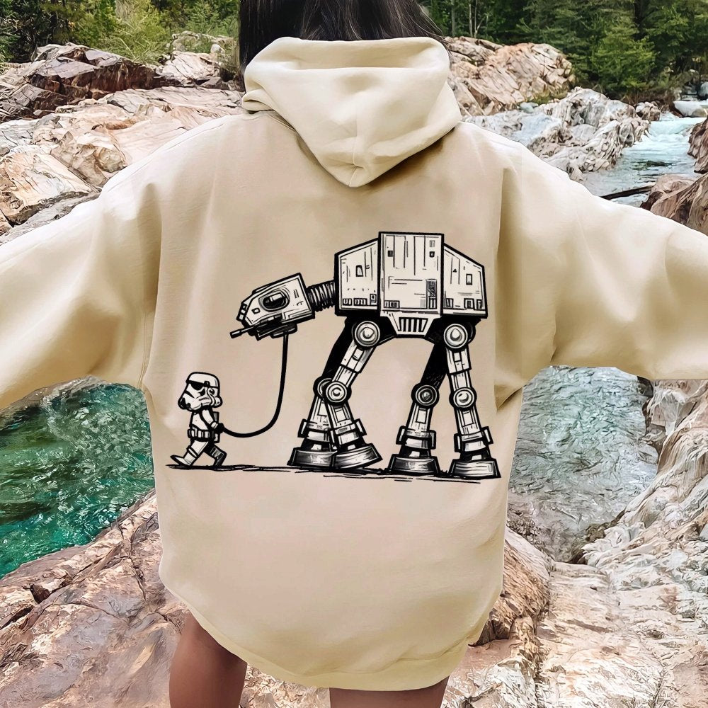 Galactic Robot Dog - Planetary Skirmishes Printed Back Unisex Cotton Hoodie