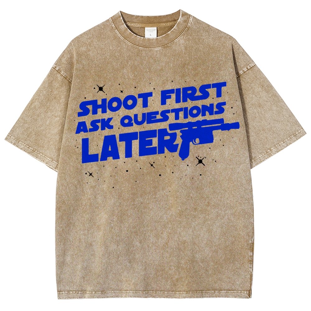 Shoot First Ask Questions Later Vintage Distressed T-shirt