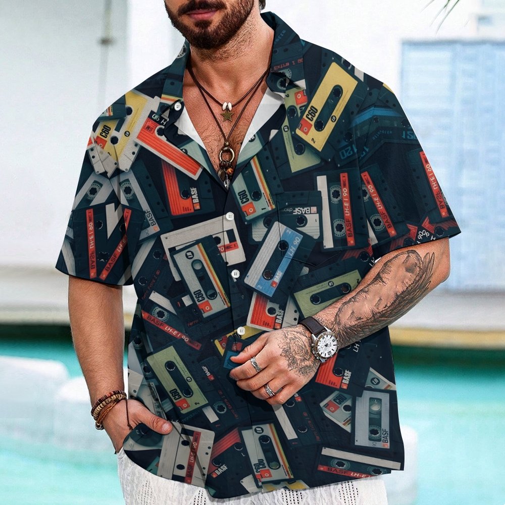 Vintage Audio Cassette Art Print Geek Hawaiian Shirt