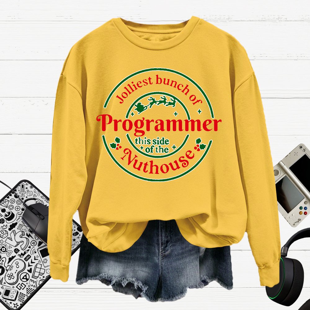 Jolliest Bunch Of Programmer Christmas Cotton Pullover Sweatshirt