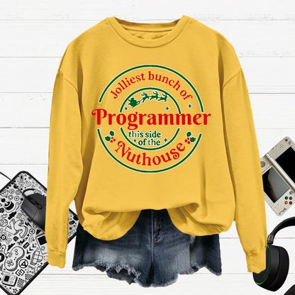 Jolliest Bunch Of Programmer Christmas Cotton Pullover Sweatshirt