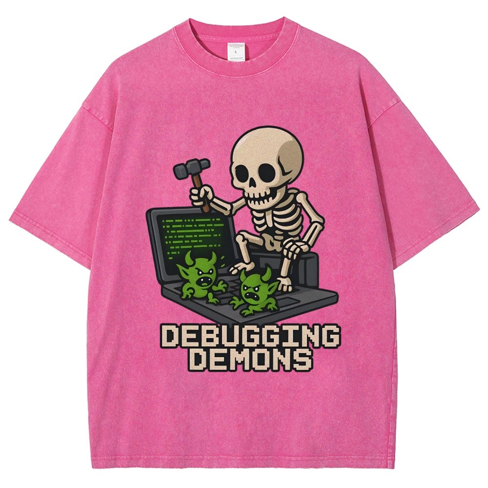 Debugging Demons Funny Programmer Vintage Distressed T-shirt