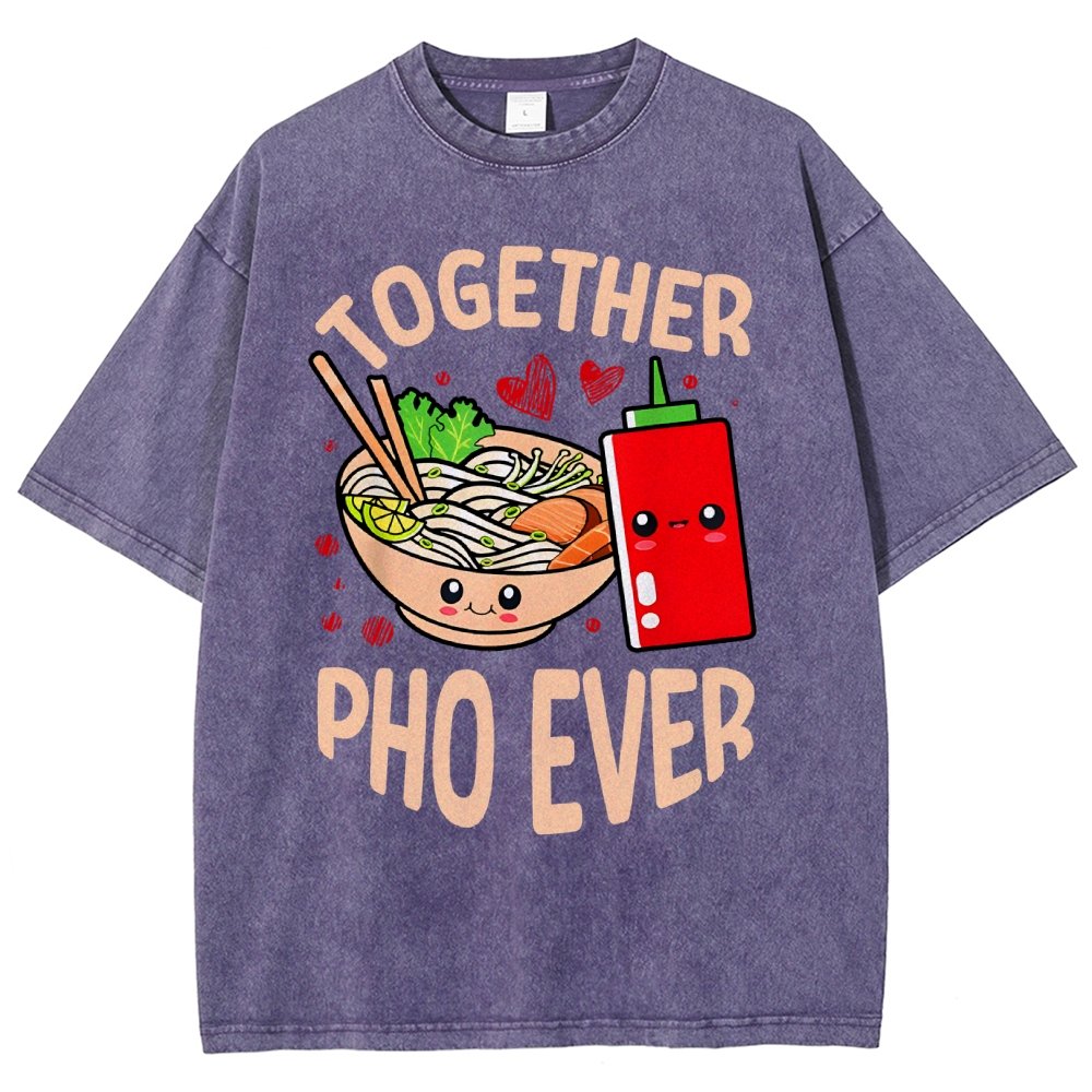 Together Pho Ever Food Pun Vintage Distressed T-shirt