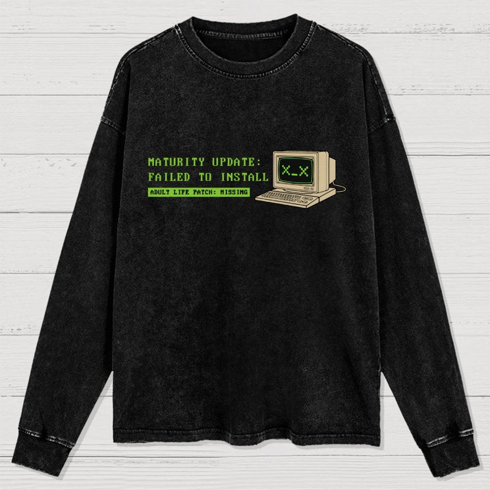 Adult Life Patch Missing Washed Long Sleeve Tee