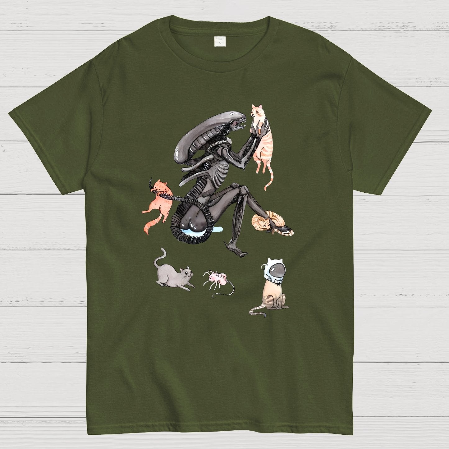 Funny Alien And Cat Geek T-Shirt