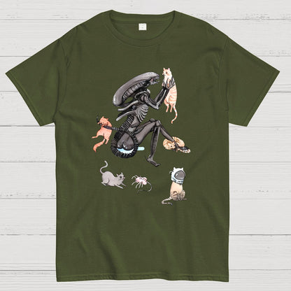 Funny Alien And Cat Geek T-Shirt