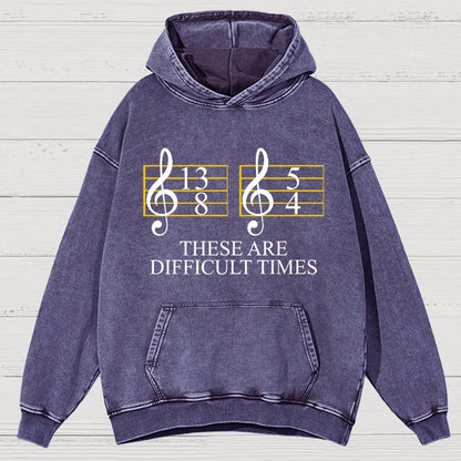 Music Difficult Times Vintage Distressed Hoodie