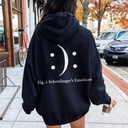 Schrodinger's Emoticon Printed Back Unisex Cotton Hoodie