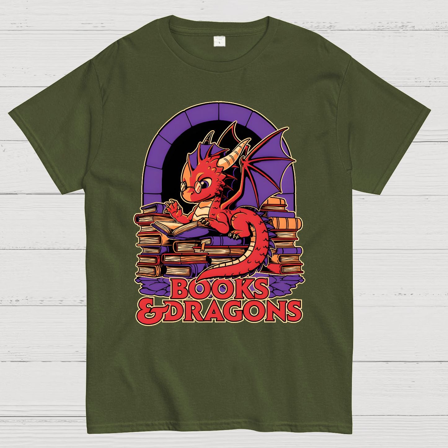 Books and Dragons Geek T-Shirt