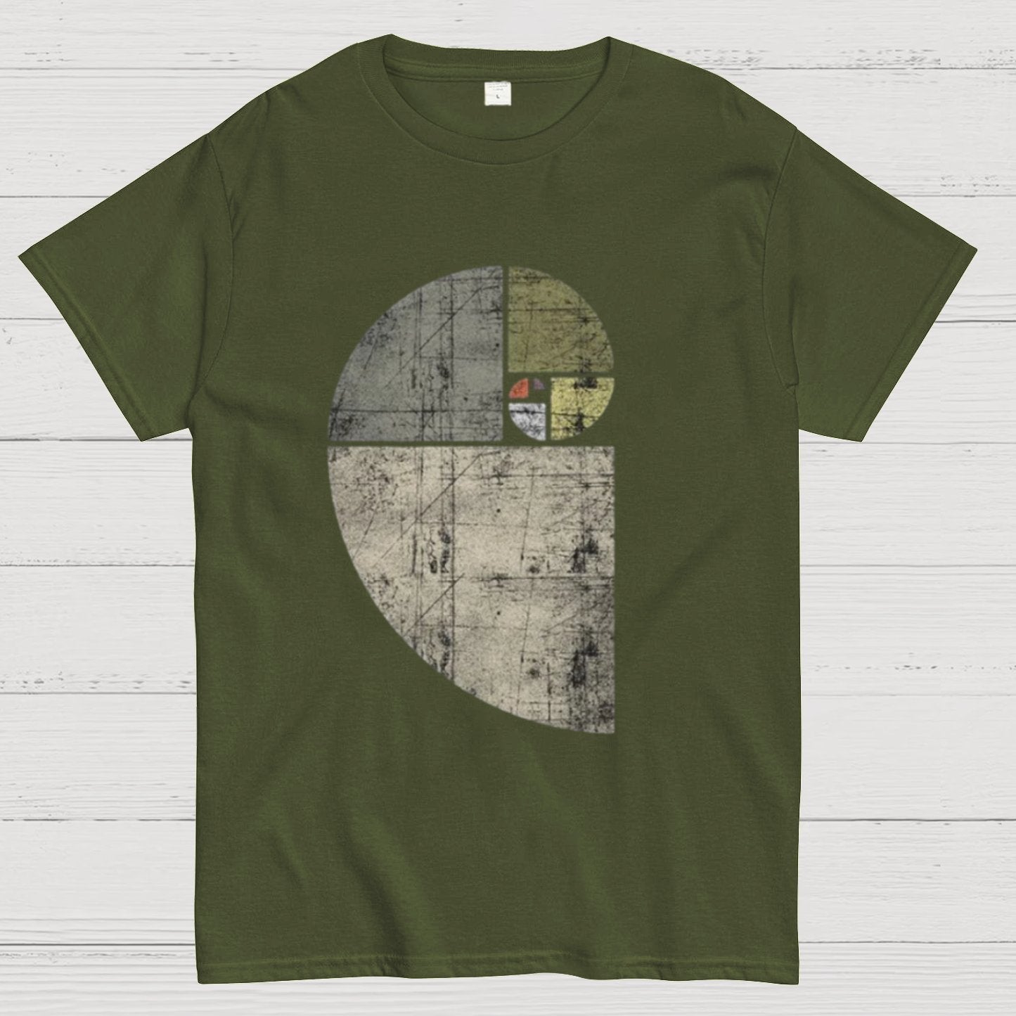 Distressed Fibonacci Spiral Geek Graphic T-Shirt