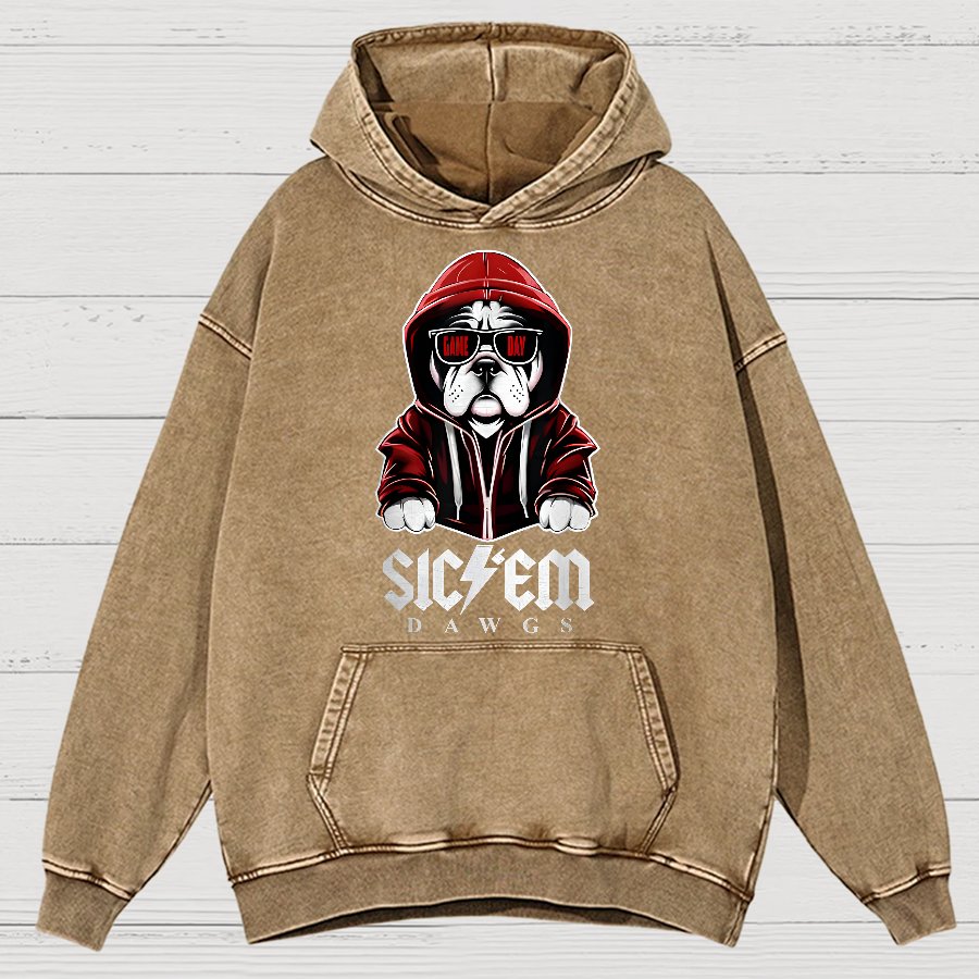 Bulldogs Football Spirit Game Day Retro Sports Vintage Distressed Hoodie