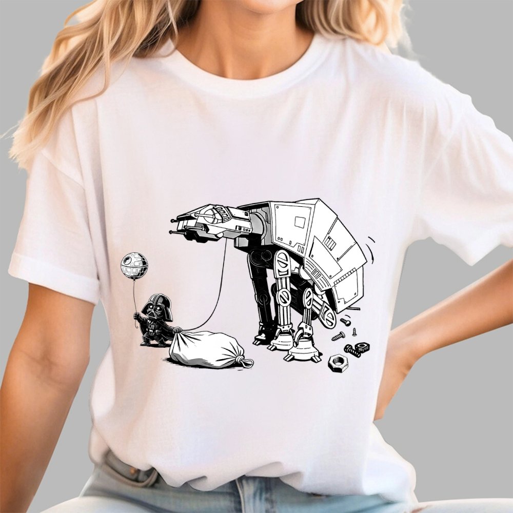 Picking Up Feces With A Huge Poop Bag Empire Robot Dog-Planet Battles Geek T-Shirt