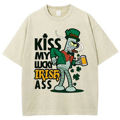 Kiss my Lucky Irish-St. Patrick's Day Vintage Distressed T-shirt