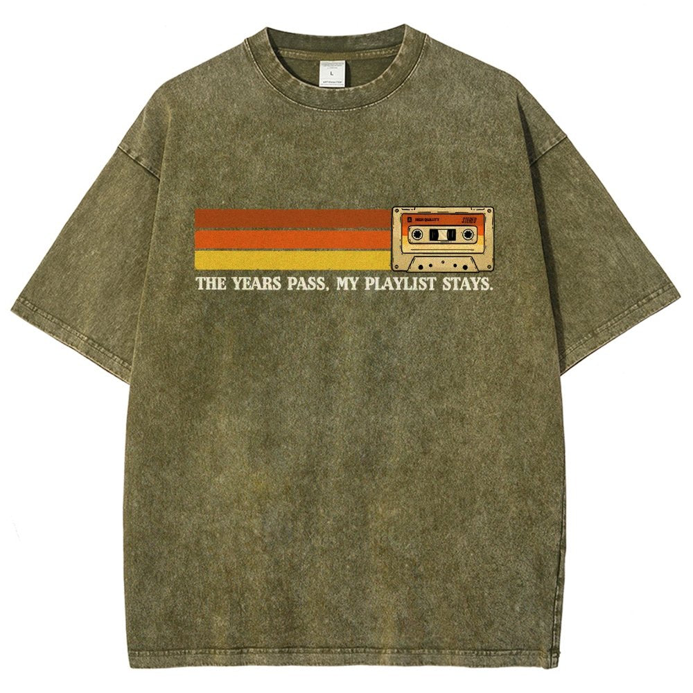 The Years Pass My Playlist Stays Vintage Distressed T-shirt