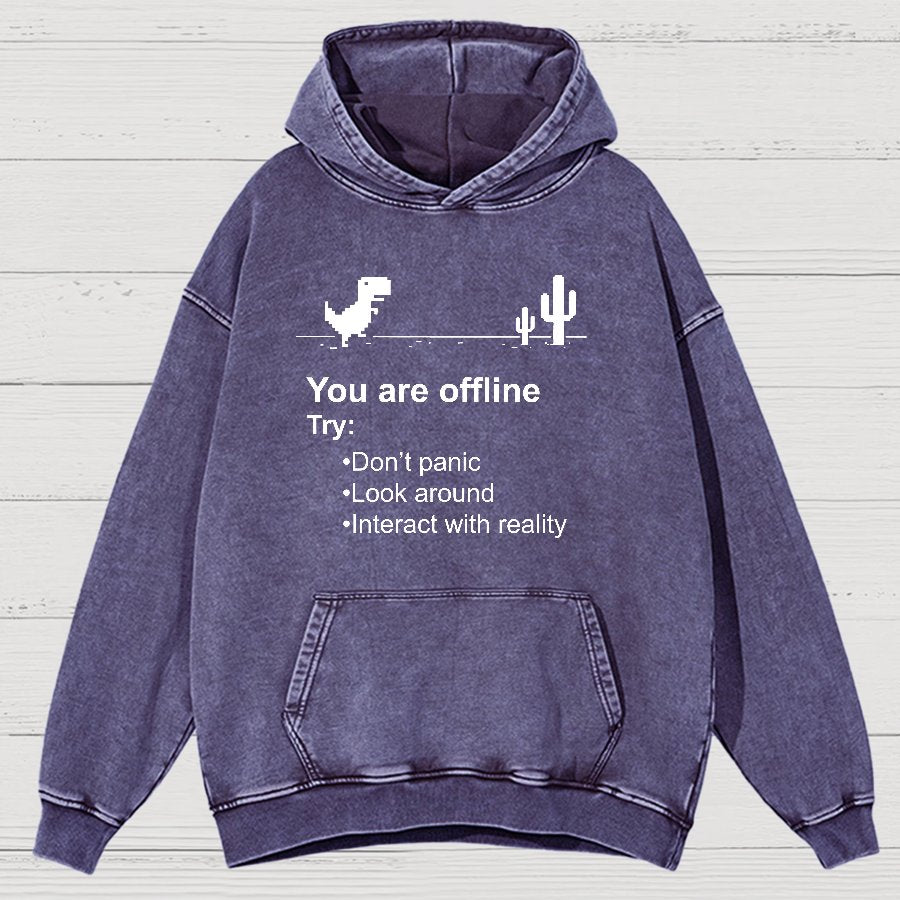 Funny Offline No Internet Vintage Distressed Hoodie