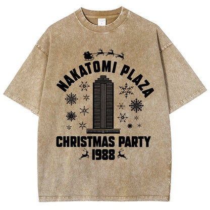 Nakatomi Christmas Party Vintage Distressed T-shirt