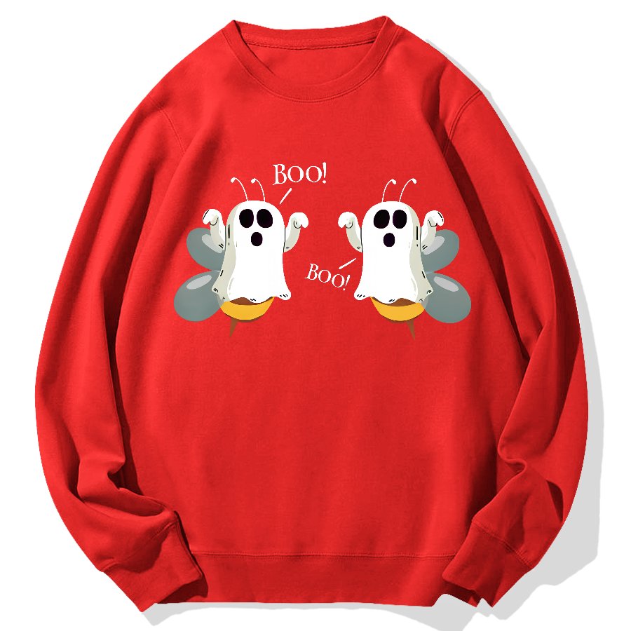 Ghost Bees Saying Boo Funny Halloween Geek Cotton Sweatshirt