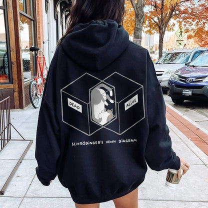 Schrodingers Venn Diagram Printed Back Unisex Cotton Hoodie