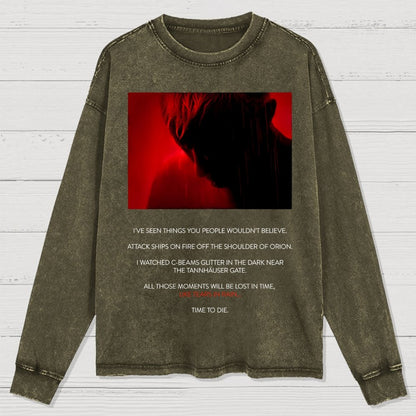 Tears in Rain-Tears in Red-Time to Die Washed Long Sleeve Tee