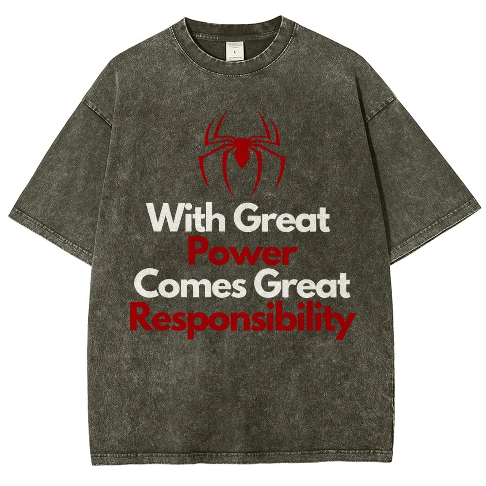 With Great Power Comes Great Responsibility Vintage Distressed T-shirt