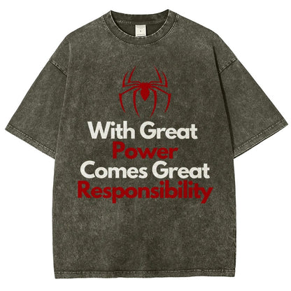 With Great Power Comes Great Responsibility Vintage Distressed T-shirt