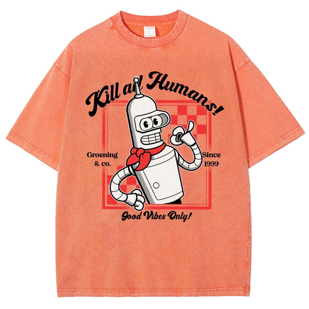Kill All Humans Vintage Distressed T-shirt