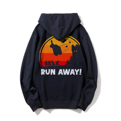 Run Away Printed Back Unisex Cotton Hoodie