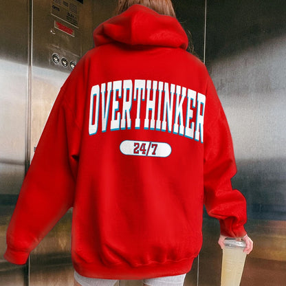 Overthinker All the time Printed Back Cotton Hoodie