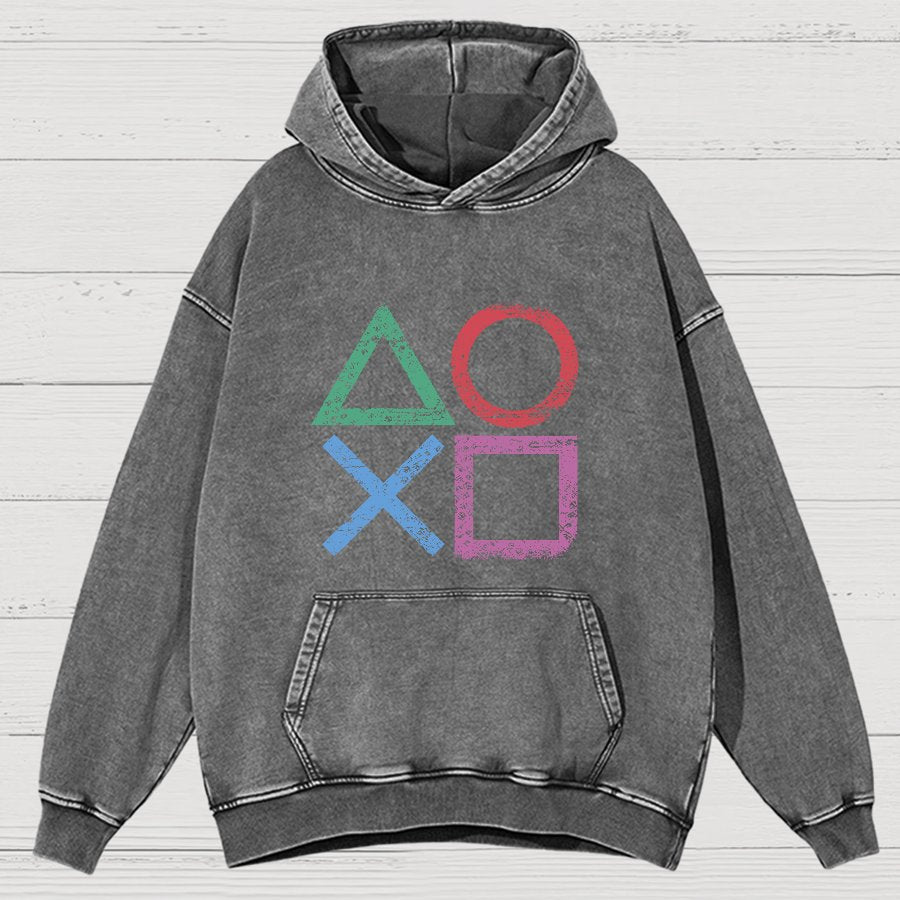 Gaming symbols Geeky Vintage Distressed Hoodie