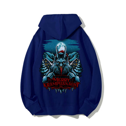 Merry Krampusnacht Printed Back Unisex Cotton Hoodie