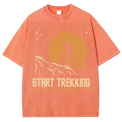 Start Trekking Boldly Go And Explore Uncharted New Trails Vintage Distressed T-shirt