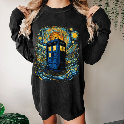 Starry Sky Phone Booth Washed Long Sleeve Tee