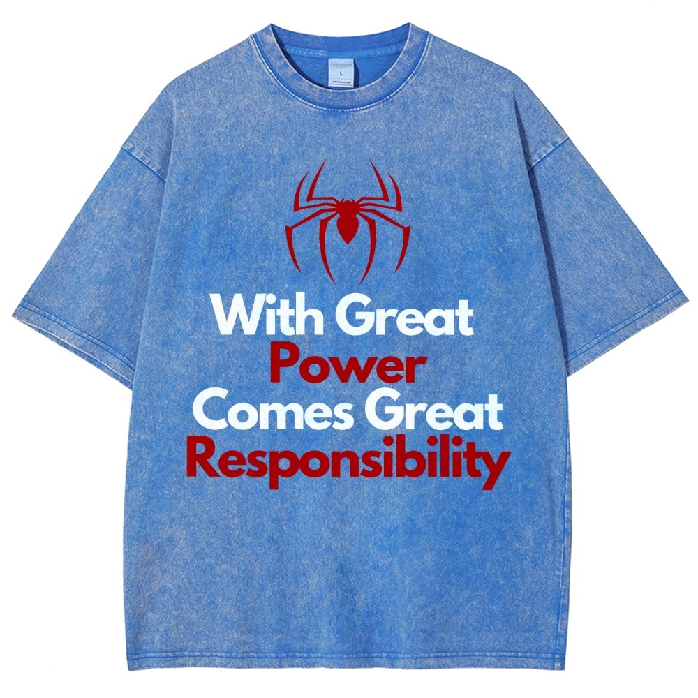 With Great Power Comes Great Responsibility Vintage Distressed T-shirt