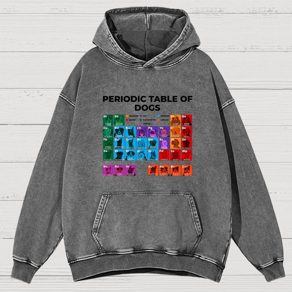 Periodic Table of Dogs  Dog Lover  Funny Science Vintage Distressed Hoodie