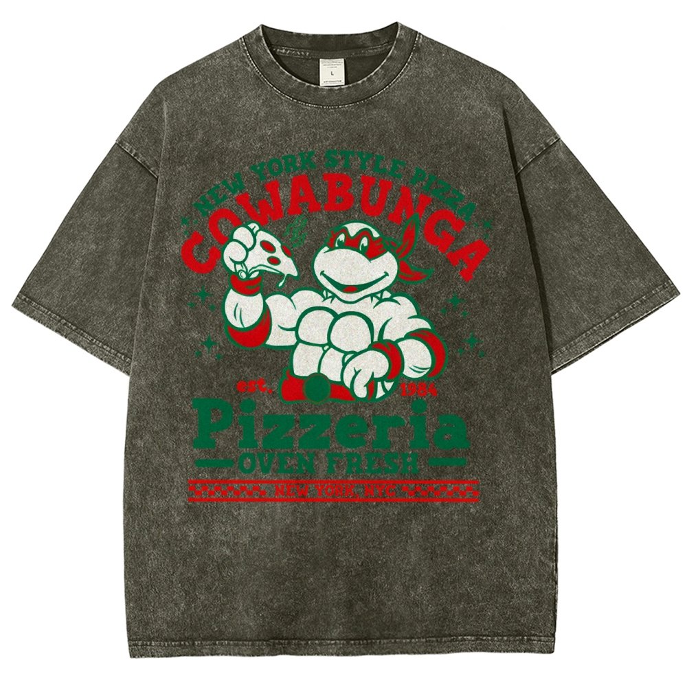 Cowabunga Pizzeria Pi Day Vintage Distressed T-shirt