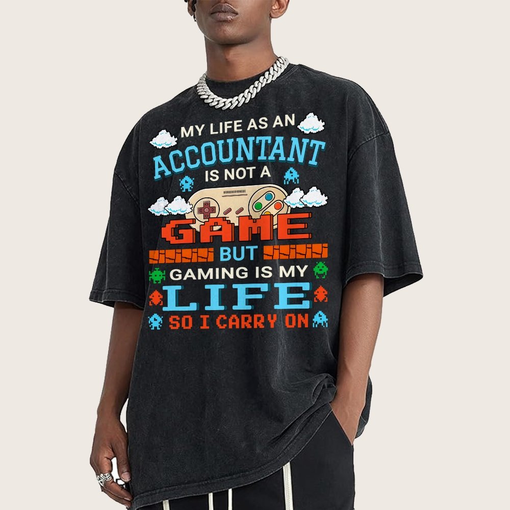 Gamer Accountant Gaming Design Quote Graphic Vintage Distressed T-shirt