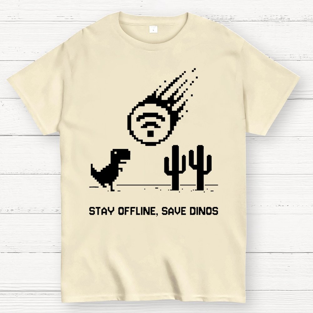 Stay Offline, Save dinos Geek T-Shirt