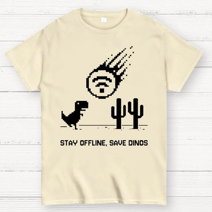 Stay Offline, Save dinos Geek T-Shirt