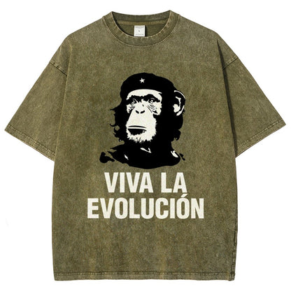 Marxist Evolution Funny Chimpanzee Monkey Rebellious Figure Parody Slogan Vintage Distressed T-shirt