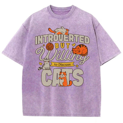 Willing to Discuss Cats Vintage Distressed T-shirt