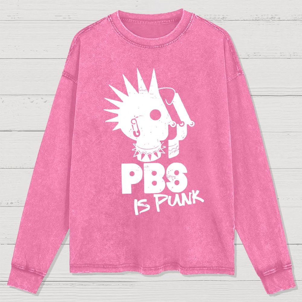 PBS Is Punk Washed Long Sleeve Tee