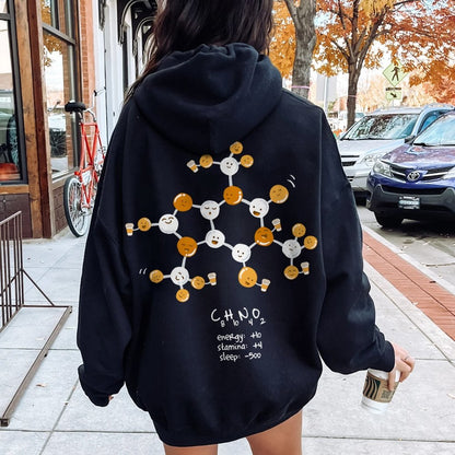 Caffeine Power Up Printed Back Unisex Cotton Hoodie