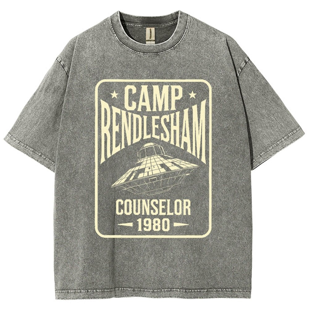 Camp Rendlesham Counselor 1980 UFO Vintage Distressed T-shirt