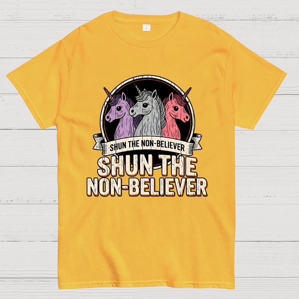 Shun The Non-Believer Funny Unicorn Meme Geek T-Shirt