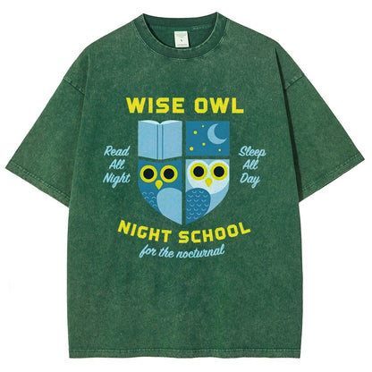 Wise Owl Night School Vintage Distressed T-shirt