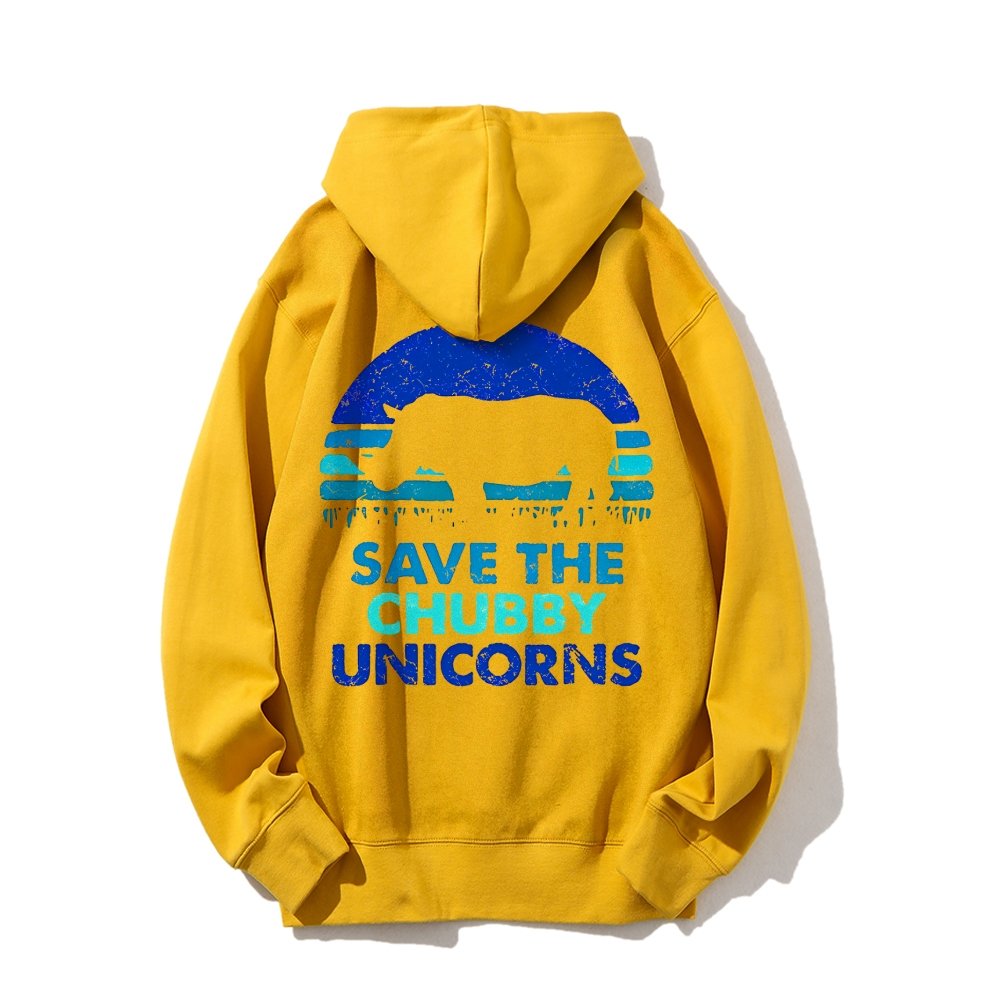 Save The Chubby Unicorns  Printed Back Unisex Cotton Hoodie