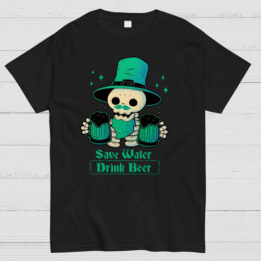 Skeleton St Patrick drinks Beer Geek T-Shirt